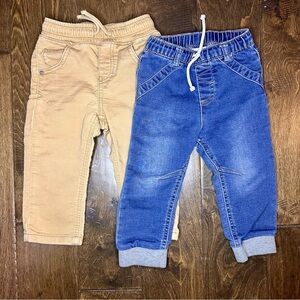 at & Jack. 2 Pairs of Boy's Pants. Size 18 months. Khaki and Jean Joggers.